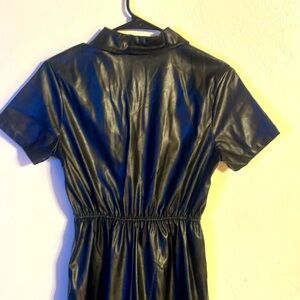 Used, Girls Faux Leather Jumper, Shorts. Size 14Y Black